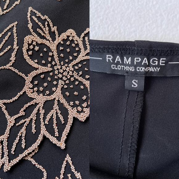 Y2K Black Floral Beaded Halter Dress Sz S Fairy Goth Prom Formal RAMPAGE - Picture 8 of 11